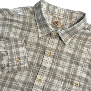 Faherty Brand Mens XXL Grey Blue Plaid Soft Cotton Long Sleeve Button Down Shirt